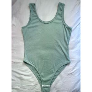 U-Neck Blue Ribbed Bodysuit